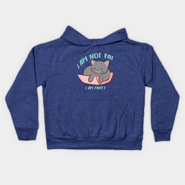 I am not fat Kawaii Kitty Cat Kids Hoodie by Irene Koh Studio